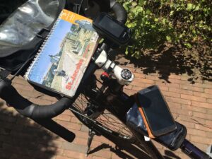 fietsstuur met routeboek Sweerman, gps en smartphone